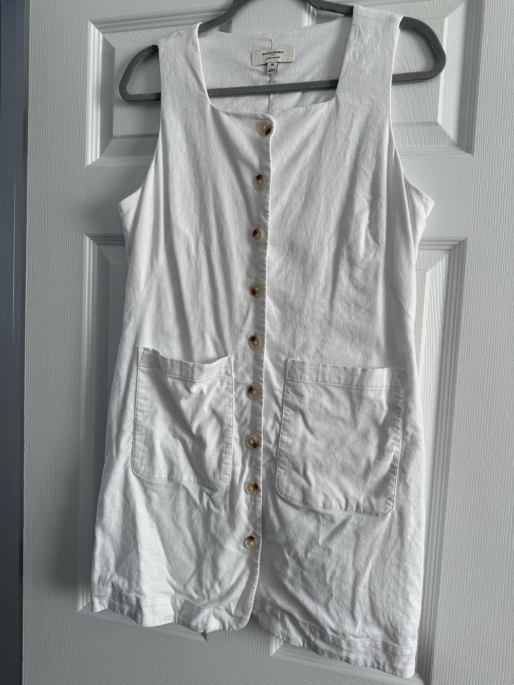 Banana Republic White Button-Front Pocket Mini Dress